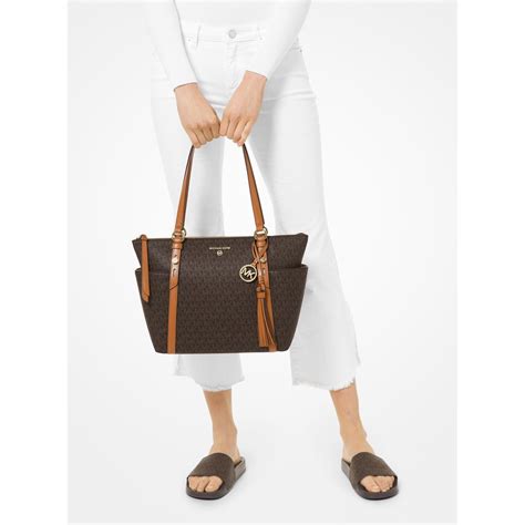 michael michael kors sullivan medium logo top-zip tote bag|michael kors tote shoulder bag.